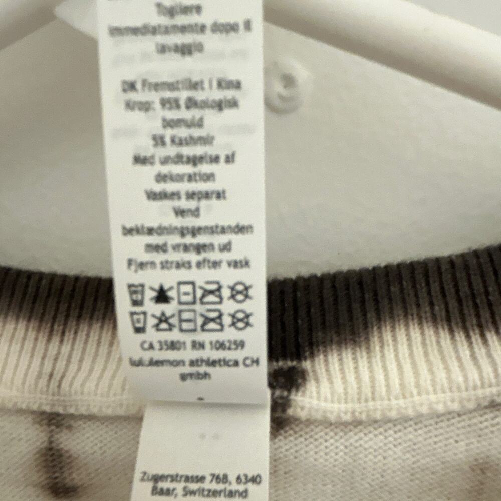 lululemon cashmere blend organic cotton Tie-Dye Crew Neck Long Sleeve top Size 6 - Picture 5 of 5